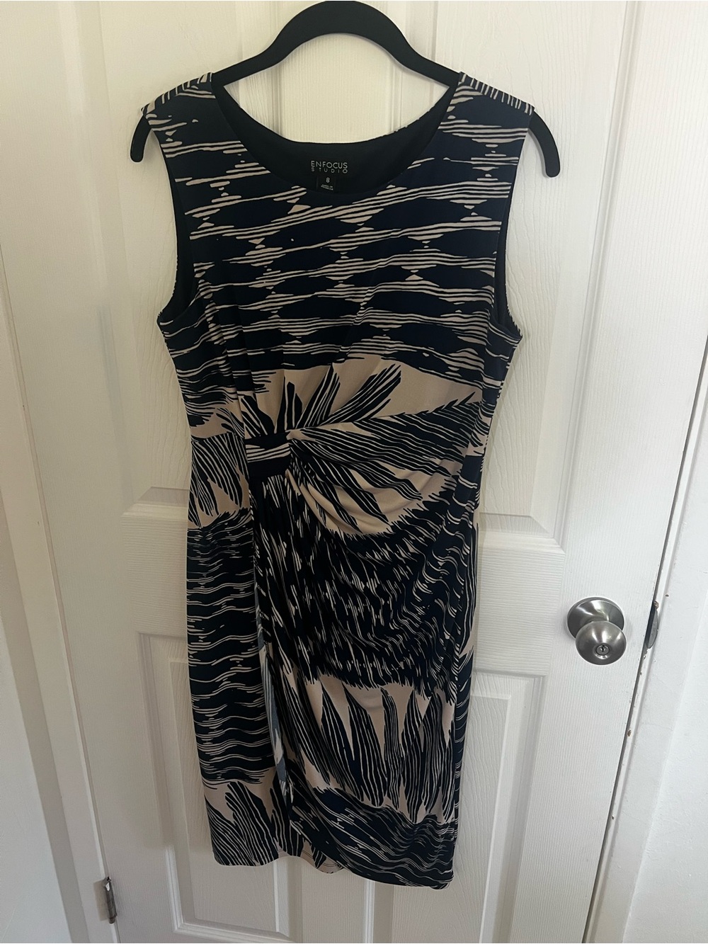Enfocus Studio Black &‎ Beige Abstract Midi Dress
